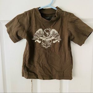 KENNETH COLE REACTION brown wings 1983 graphic short Sleeve shirt size 12 Months